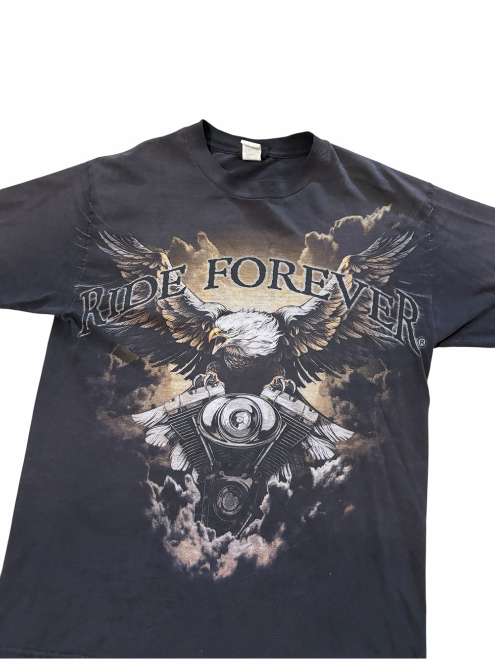 VTG Ride Forever Eagle Motorcycle Biker Graphic Shirt Mens Medium Y2K